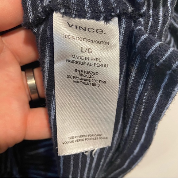 VINCE Blue Knit Stripe Cotton Extra Slim Fit Luxury Preppy Polo Shirt Mens Large - Picture 6 of 9